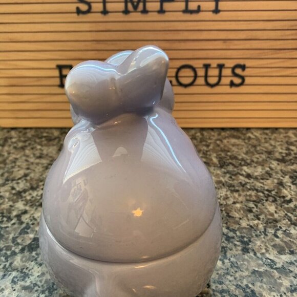 Harry & David Ceramic Bunny Rabbit Bowl With Lid Purple Egg Shape Candy Dish - Picture 4 of 8
